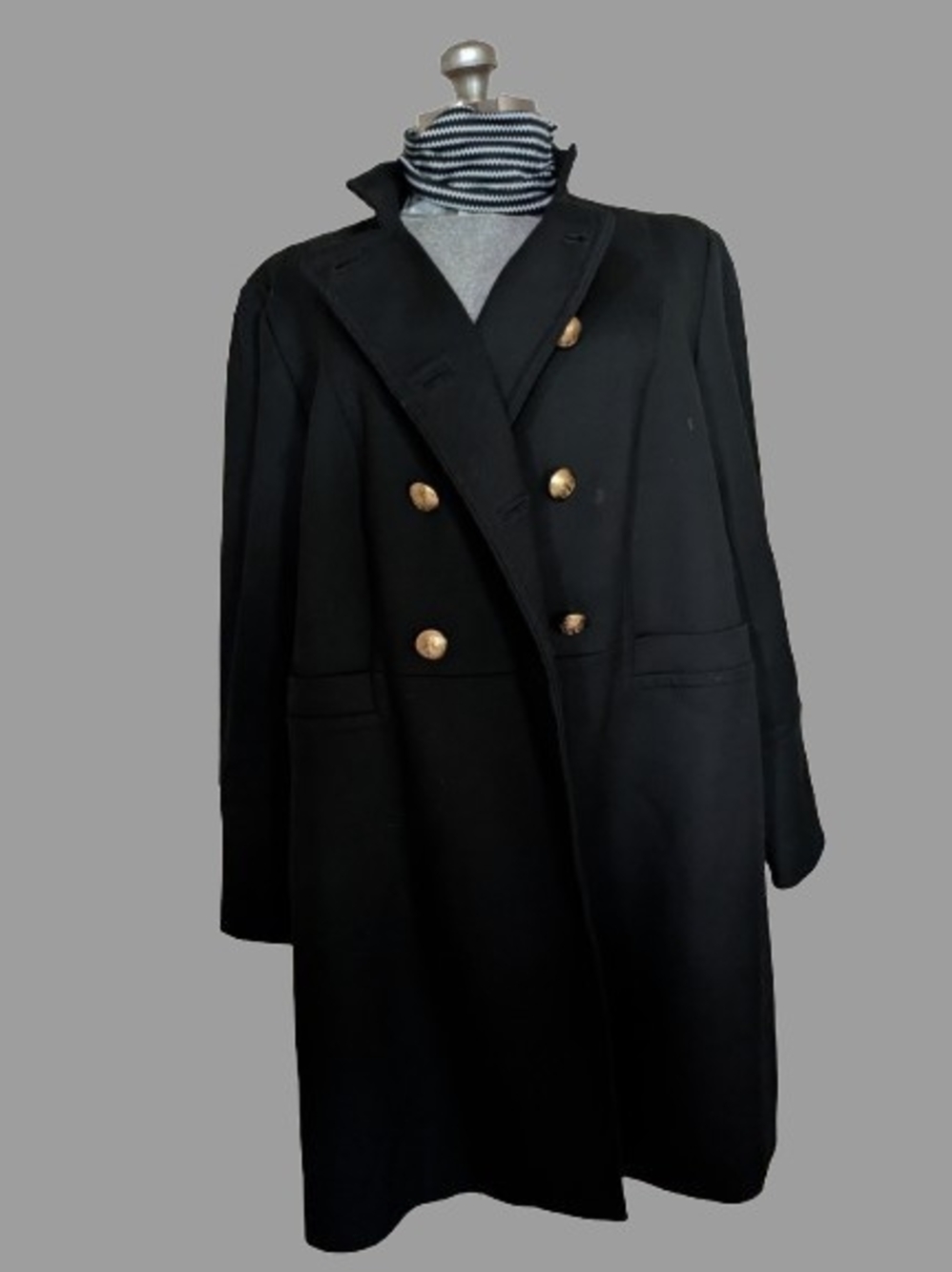 Talbot Thick Black Double-Breasted Women's Coat Gold Buttons 2 sizes 16w And 18w